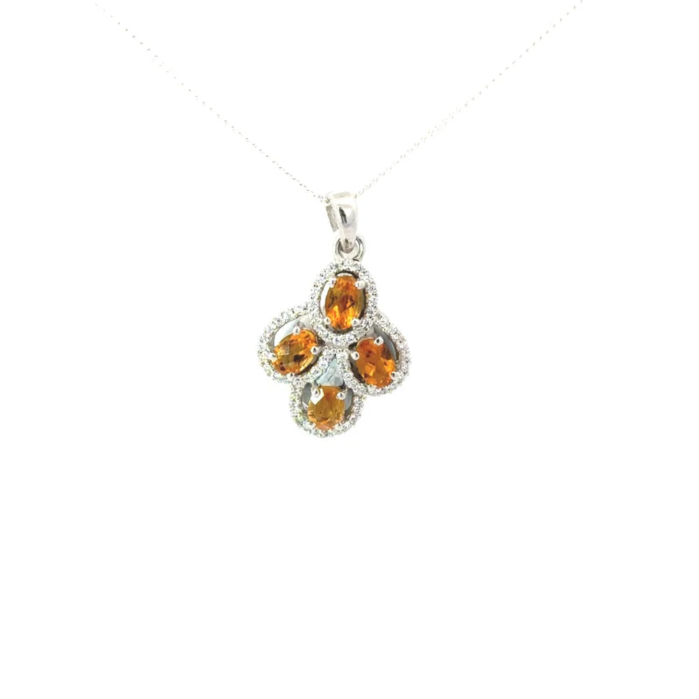 Most Beautiful Genuine Yellow Citrine & American Diamond Statement Pendant Gift For Girlfriend