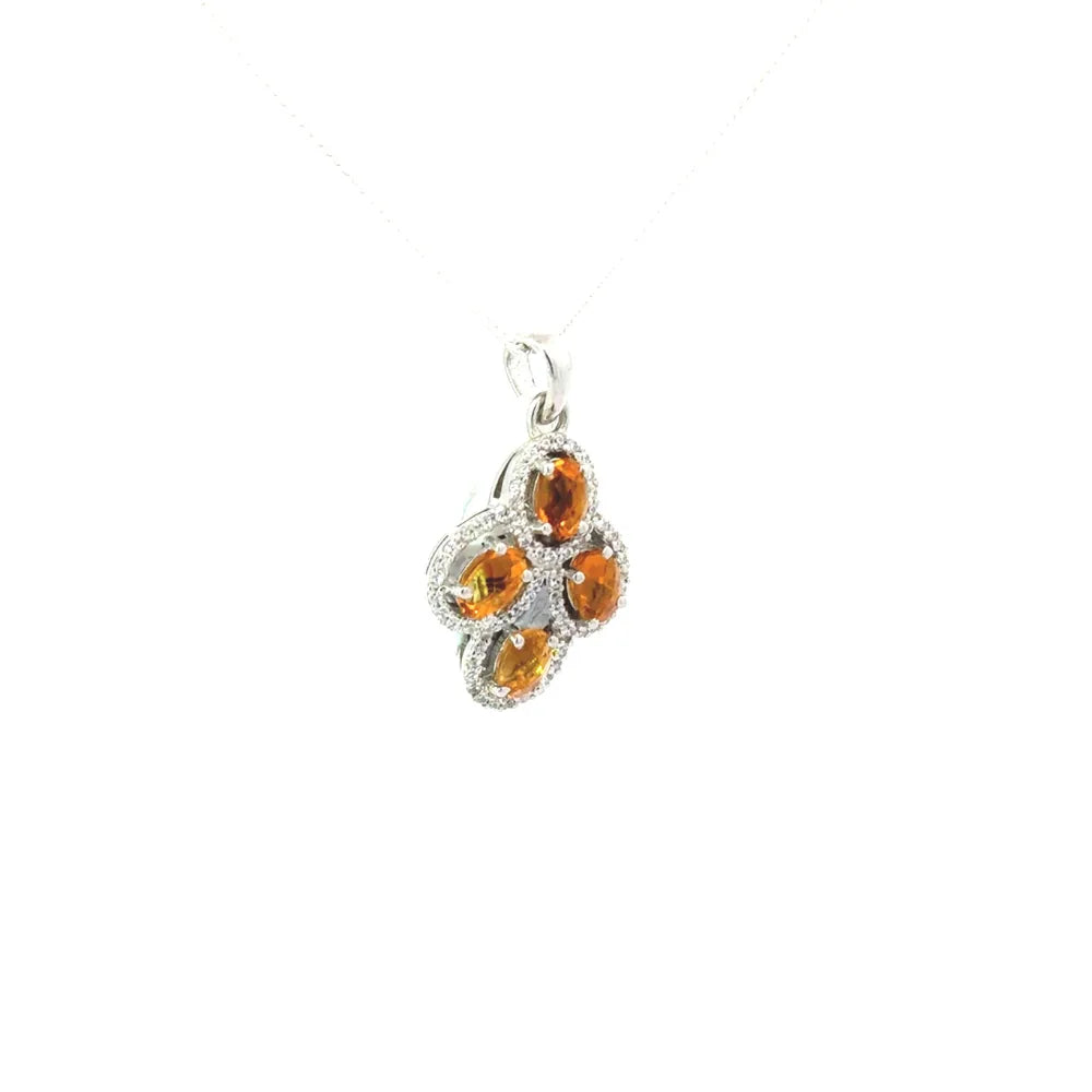 Most Beautiful Genuine Yellow Citrine & American Diamond Statement Pendant Gift For Girlfriend