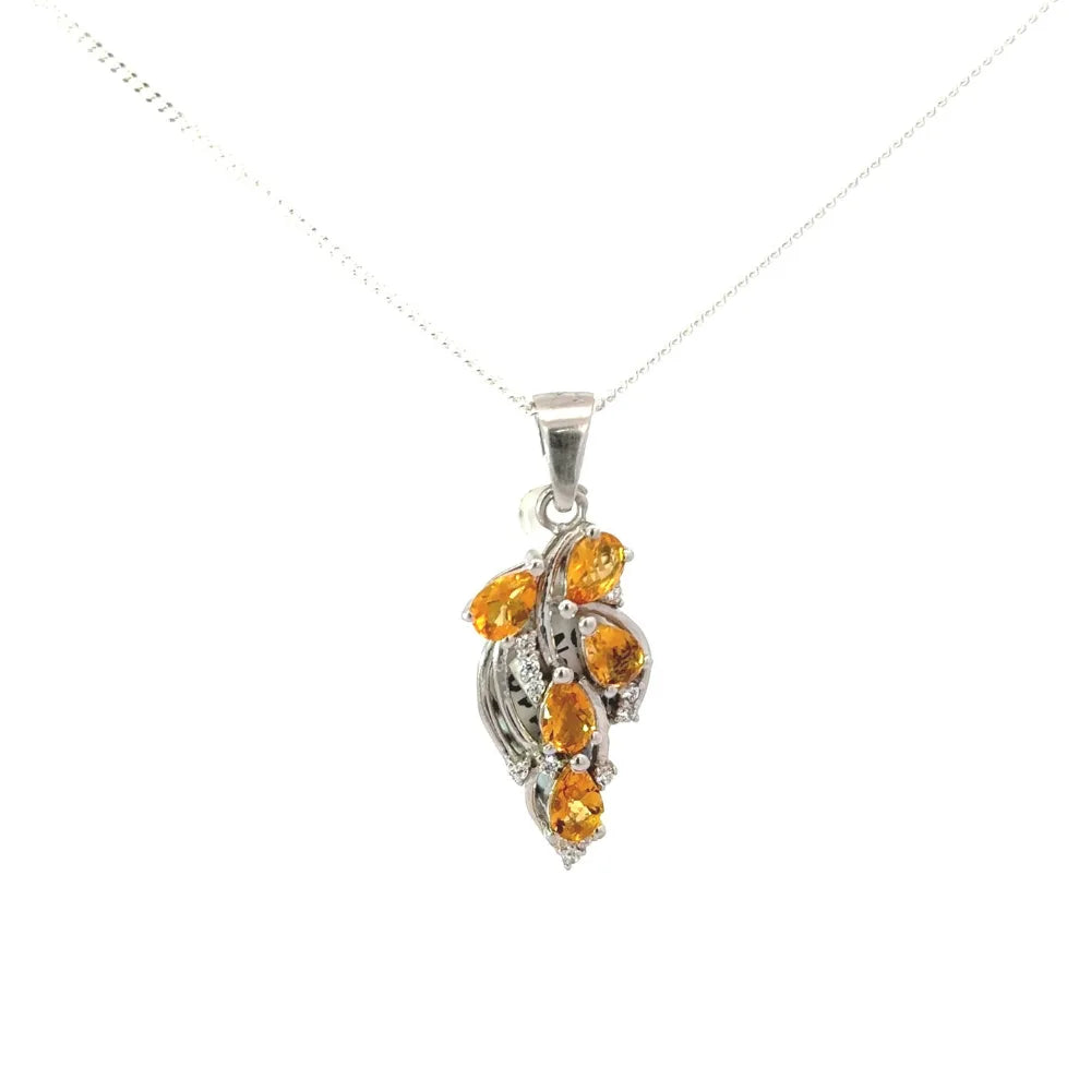 New Trendy Products Natural Pear Shape Yellow Citrine & American Diamond Statement Pendant For Anniversary Gifts
