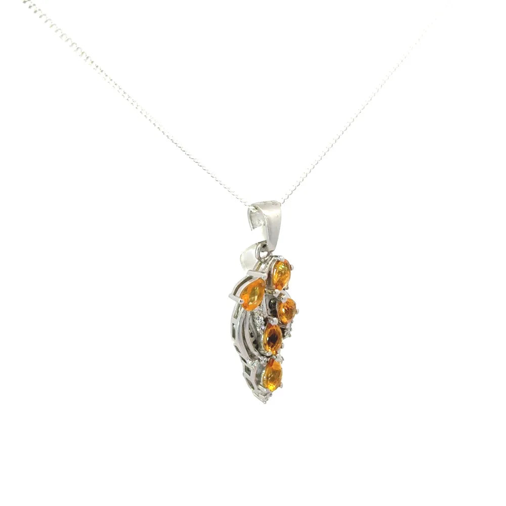 New Trendy Products Natural Pear Shape Yellow Citrine & American Diamond Statement Pendant For Anniversary Gifts
