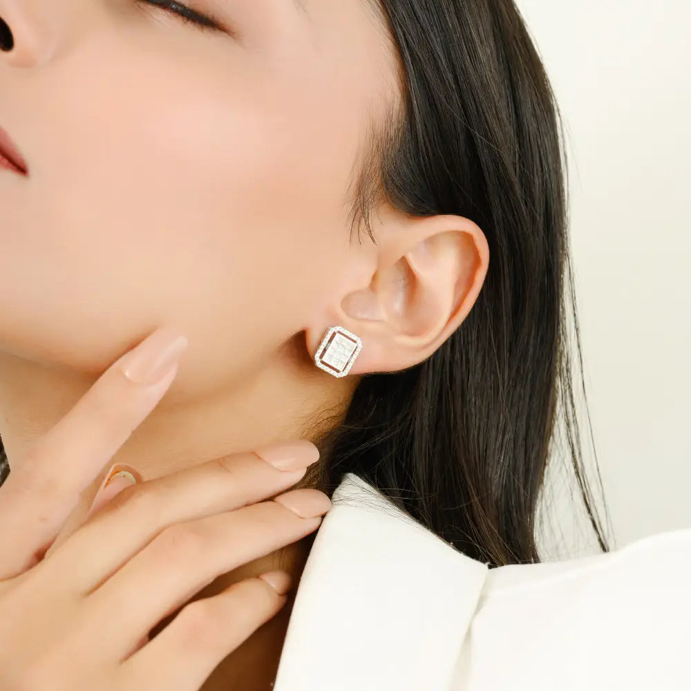 Best Selling Products White Gold Genuine Diamond Statement Stud Earrings For Wedding