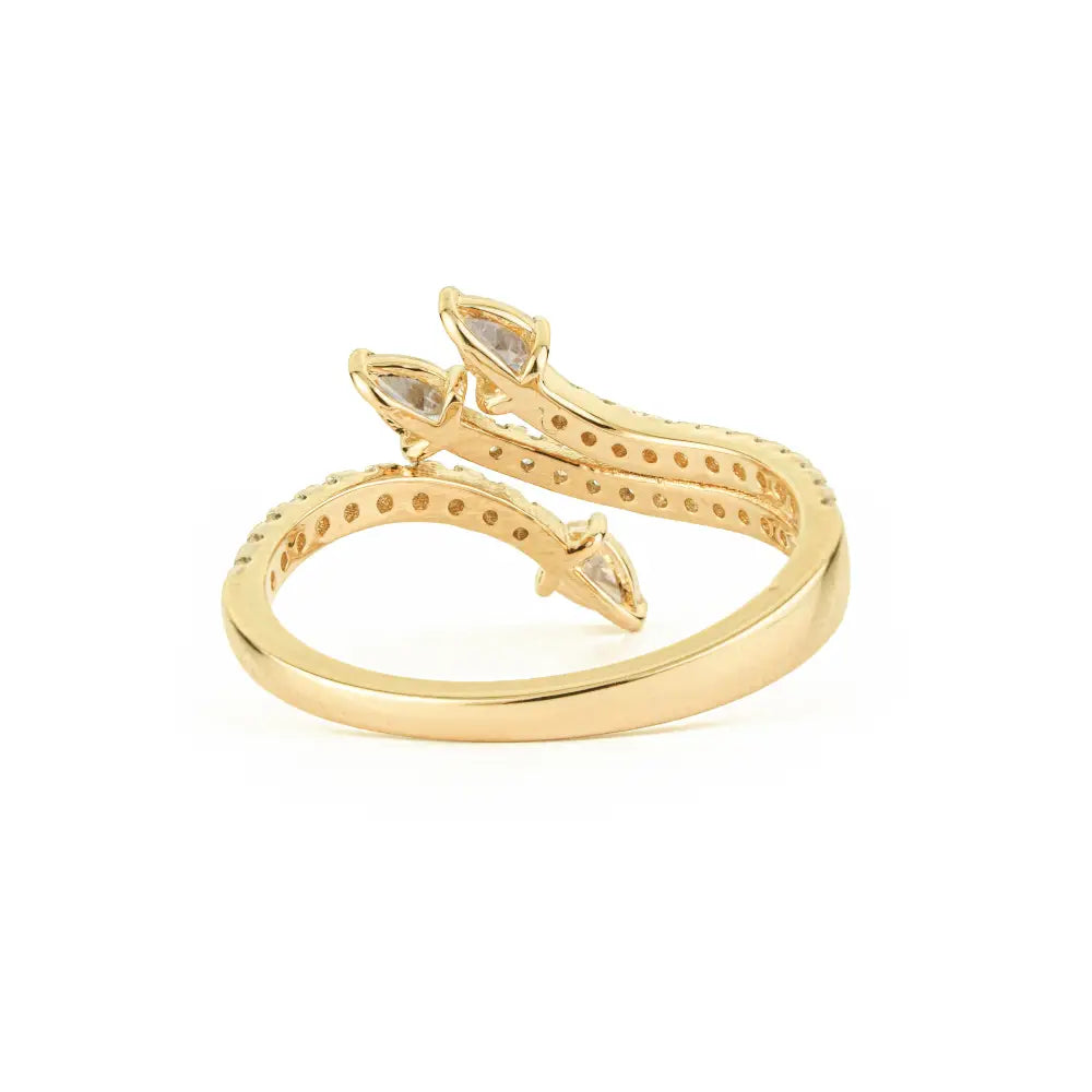 Solid K14 Yellow Gold Natural Diamond Unique Design Bypass Ring Latest New Arrivals Jewelry
