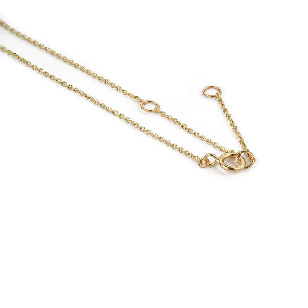 Bezel Set Emerald Gemstone Station Chain Necklace 14K Real Yellow Gold Stacking Jewelry Manufacturer