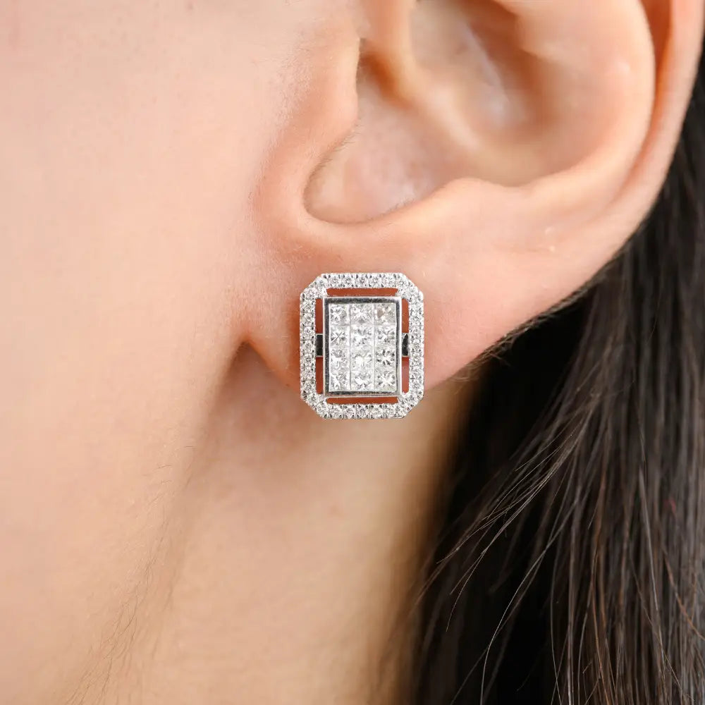 Best Selling Products White Gold Genuine Diamond Statement Stud Earrings For Wedding