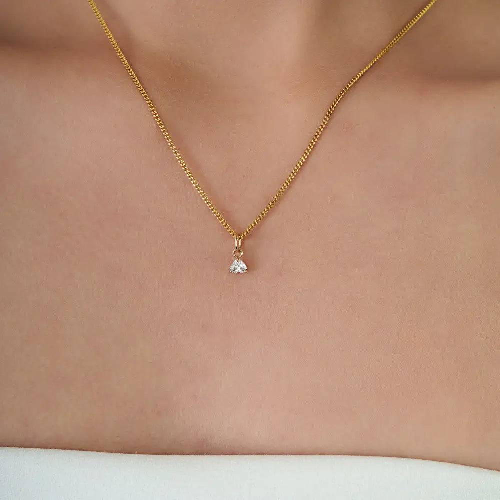 Dainty Minimalist Natural Diamond Heart Shape Pendant Gift For Girlfriend 14K Yellow Gold