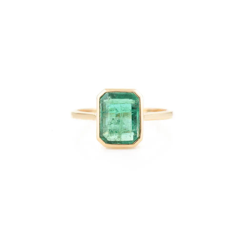 Fine Octagon Cut Emerald Single Stone Ring Unisex Everyday Handcrafted Jewelry