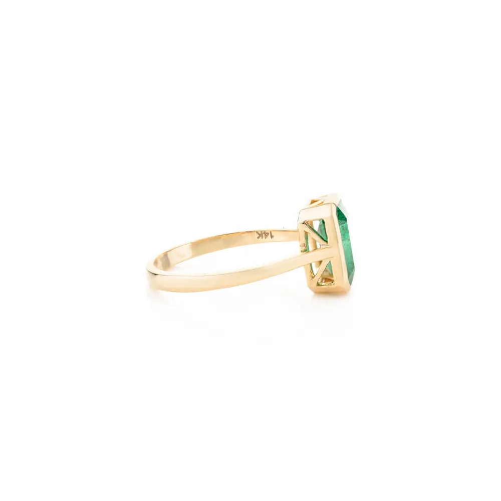 Fine Octagon Cut Emerald Single Stone Ring Unisex Everyday Handcrafted Jewelry
