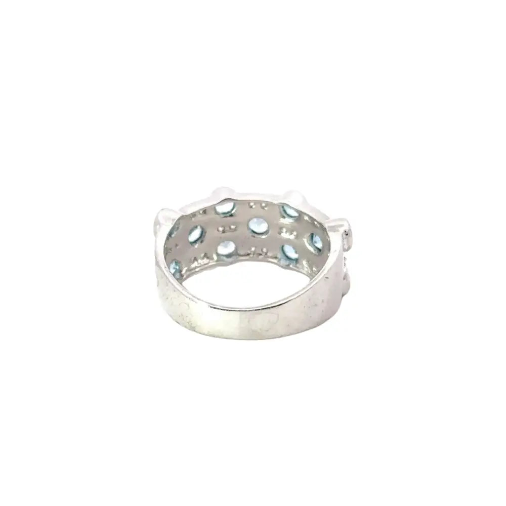 Luxury Aquamarine & American Diamond Band Bubble Ring For Wedding Accessories
