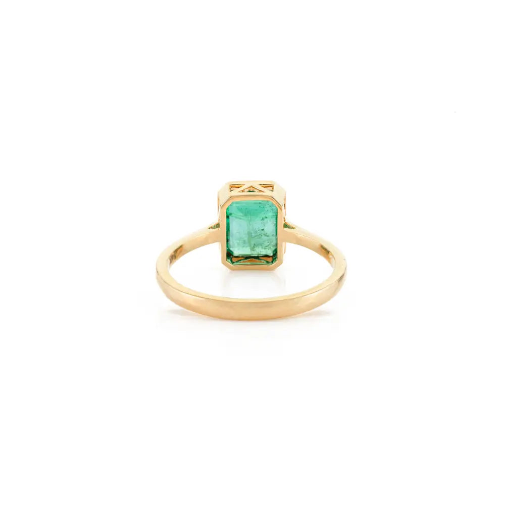 Fine Octagon Cut Emerald Single Stone Ring Unisex Everyday Handcrafted Jewelry