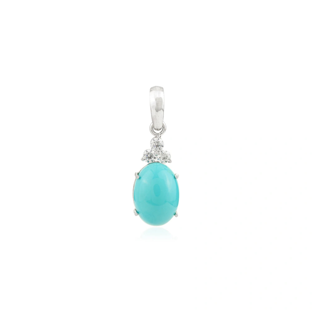 Best Selling Products 100% Natural Turquoise & American Diamond Cabochon Pendant New Arrivals