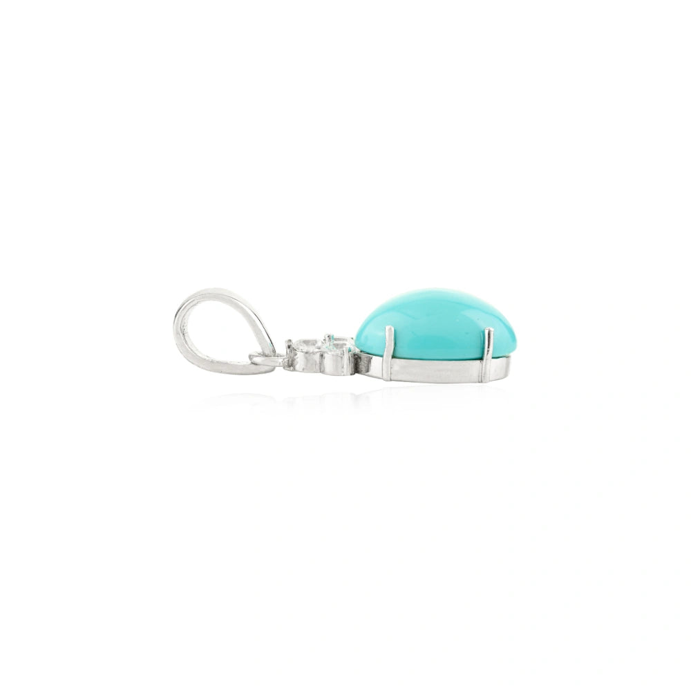 Best Selling Products 100% Natural Turquoise & American Diamond Cabochon Pendant New Arrivals