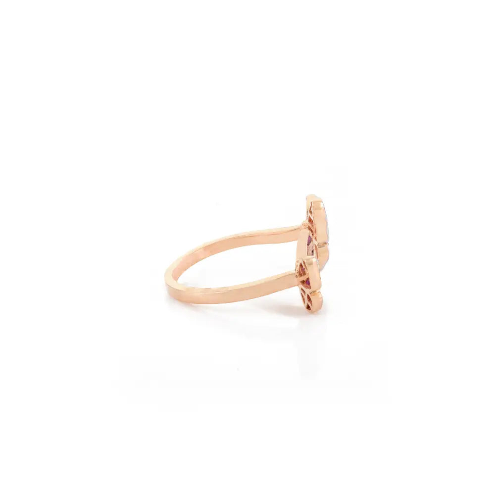 Unique Latest Design Ruby & Diamond 18K Rose Gold Twin Butterfly Open Ring For Party