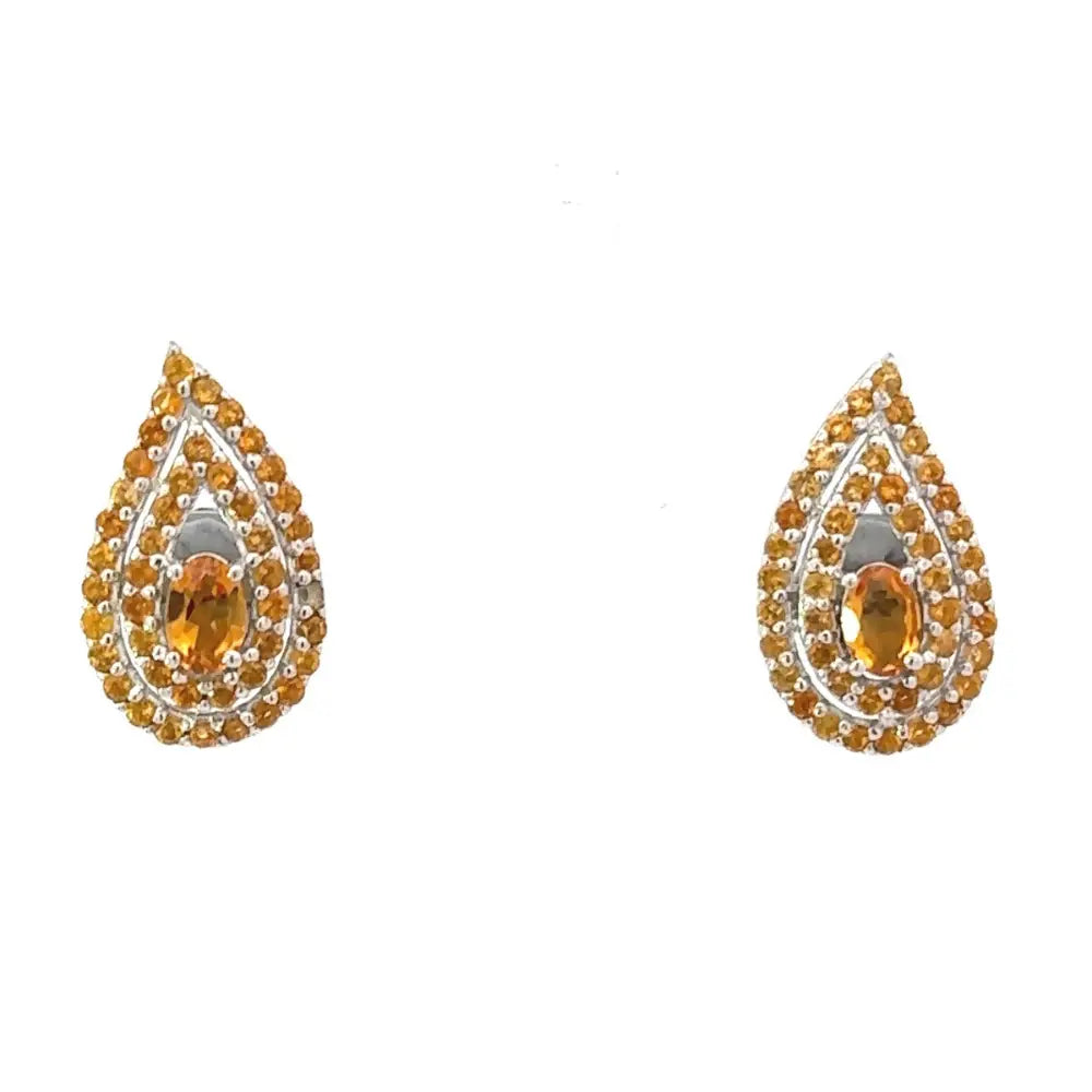 High Grade Jewelry 925 Silver Genuine Citrine Teardrop Stud Earrings Wedding Best Selling Products