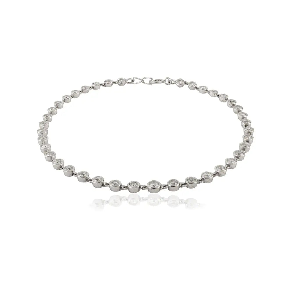 2.5 MM Round Cut Diamond Stacking Bubble Bracelet Minimal Jewelry 14K Pure White Gold