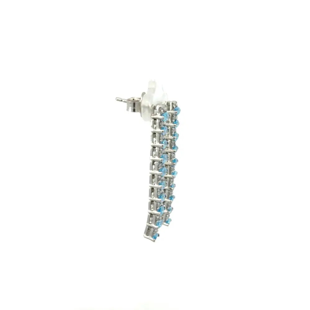 Exclusive Jewelry Blue Topaz & American Diamond Staright Dangle Earrings For Women Valentine's Day Gift