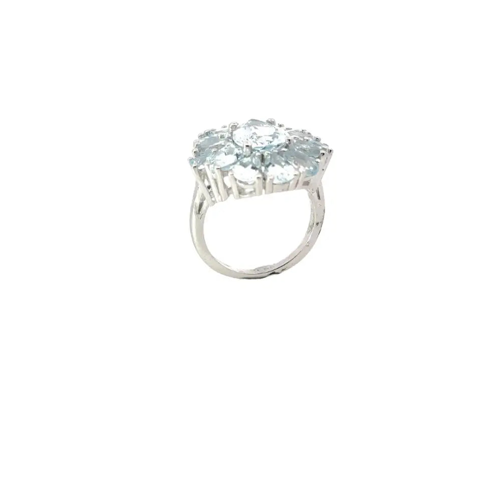 March Birthstone Real Aquamarine Cocktail Ring For Wedding Accessories Set In Prong Setting