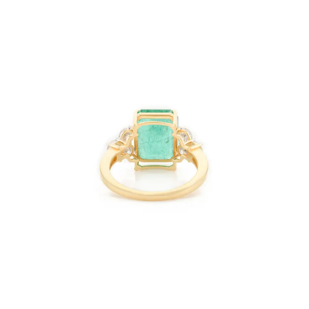 Unique Natural Emerald & Diamond Statement Ring Customized Gold Jewelry Manufacturer