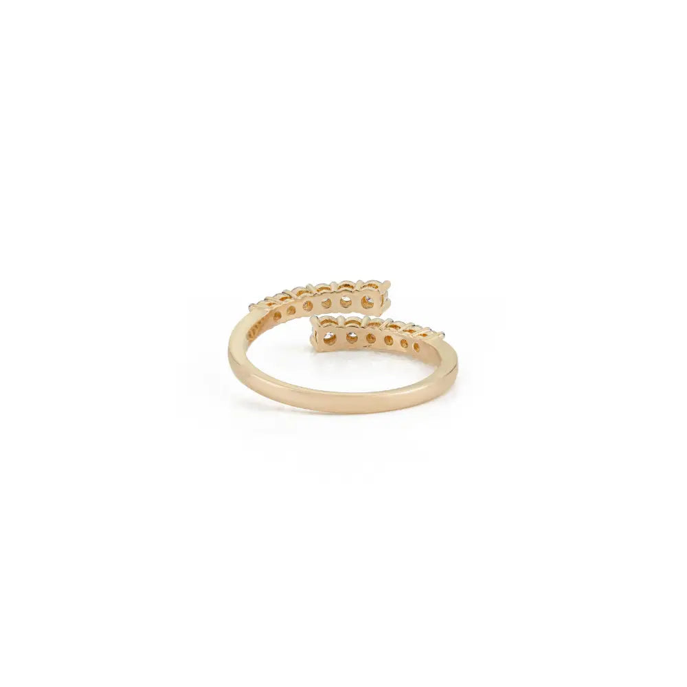 100% Natural Diamond Elegant Bypass Ring Sparkle Women Jewelry 14K Real Yellow Gold