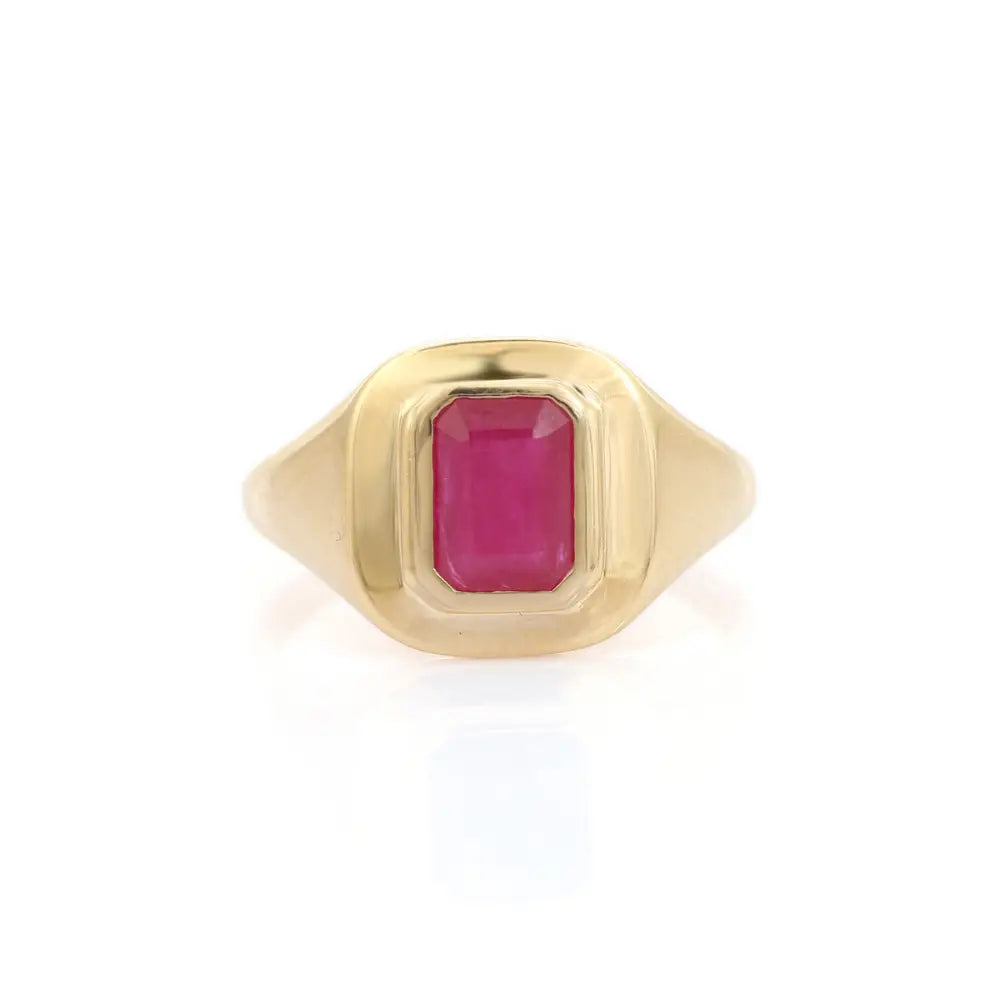 1.52 Ct. Ruby Bezel Set Gemstone Signet Ring Wholesale Bulk Solid 14K Gold Jewelry Supplier
