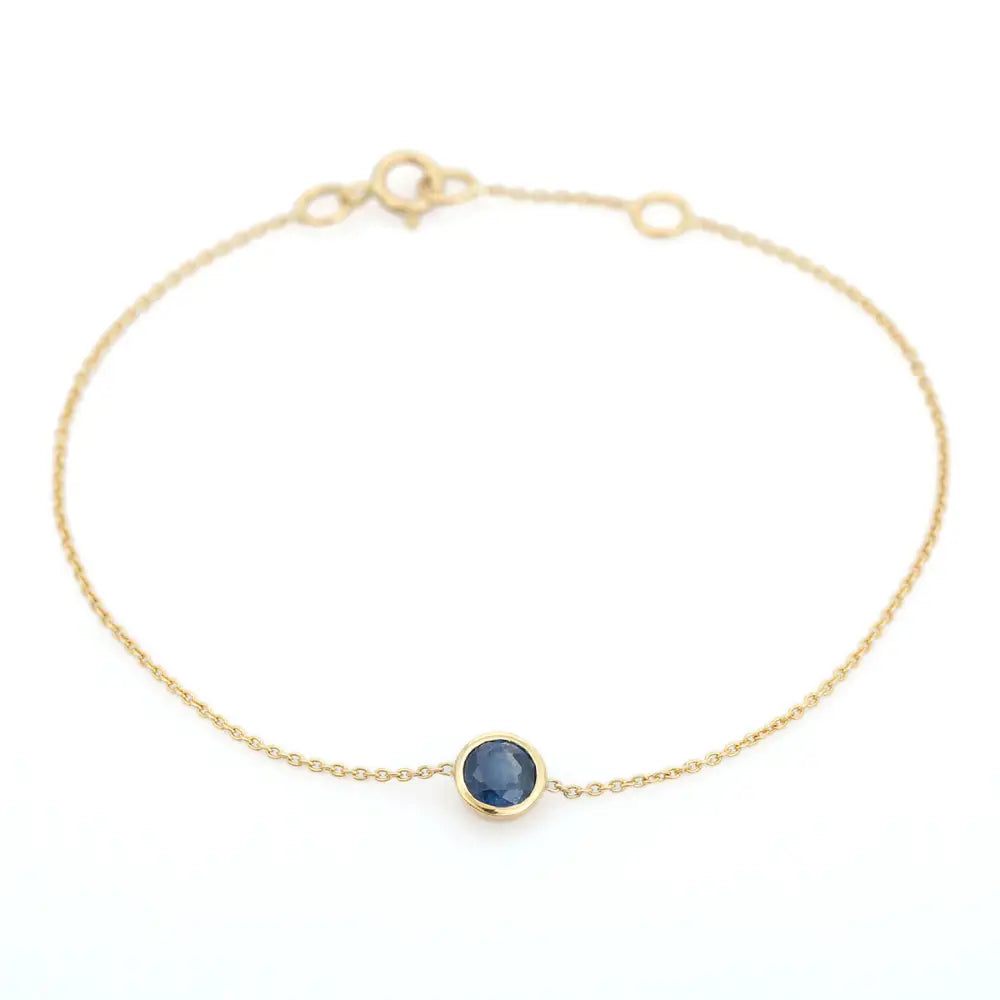 0.59 Ct. Blue Sapphire Minimal Round Cut Gemstone Single Stone Bracelet Unisex Stack Jewelry