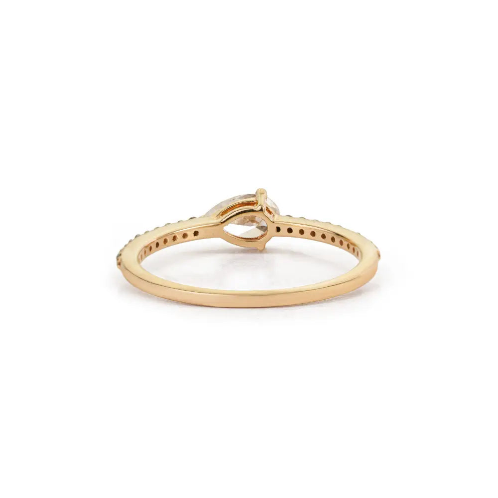 Elegant Classic Design Natural Diamond Solid K14 Yellow Gold Minimal Stacking Ring For Women