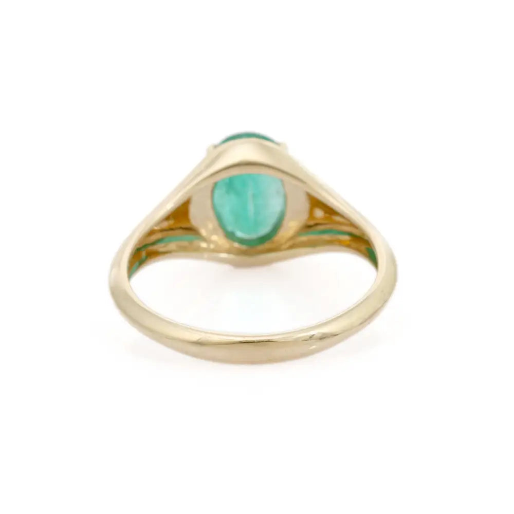 Oval Cut Emerald Prong Setting 14K Yellow Gold Chunky Signet Ring Trending Jewelry Supplier