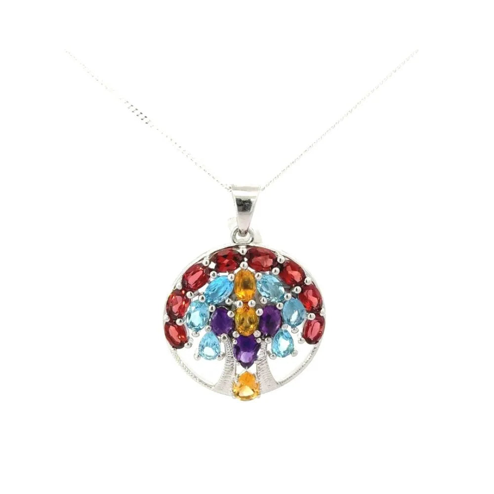 925 Sterling Silver Jewelry Handmade Real Multi Gemstone Statement Pendant