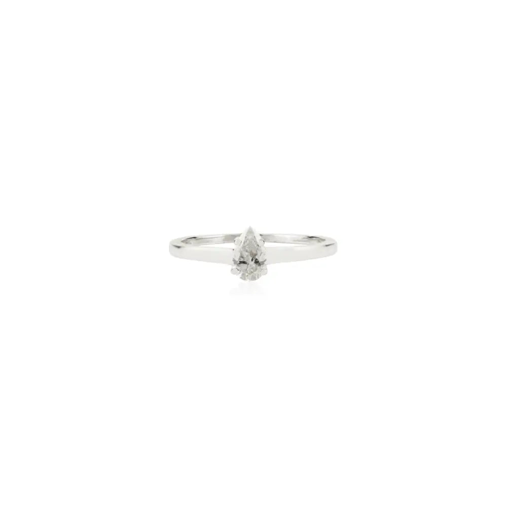 Elegant Classic Solitaire Natural Diamond Ring Solid 14K White Gold Simple Stackable Jewelry