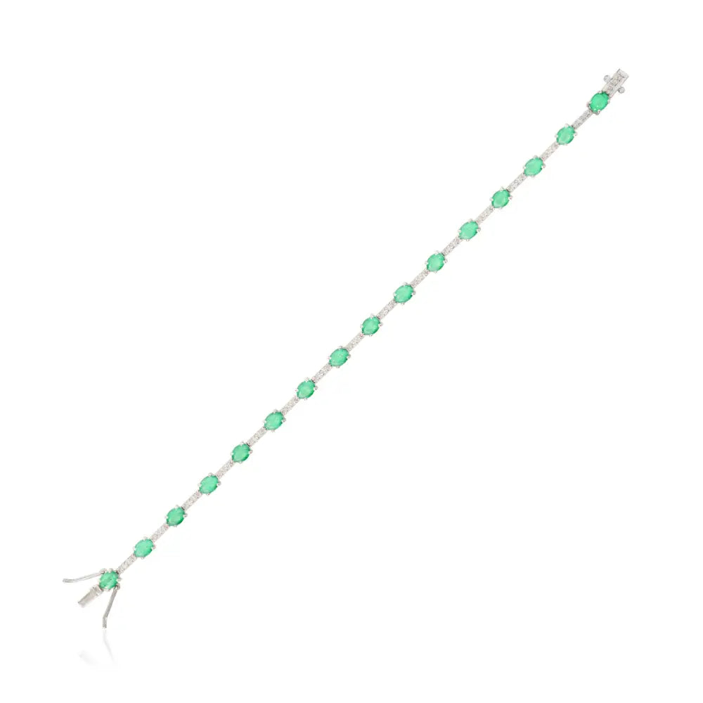 Fine Emerald & Diamond Stackable Tennis Bracelet Real 18K White Gold Wholesale Jewelry