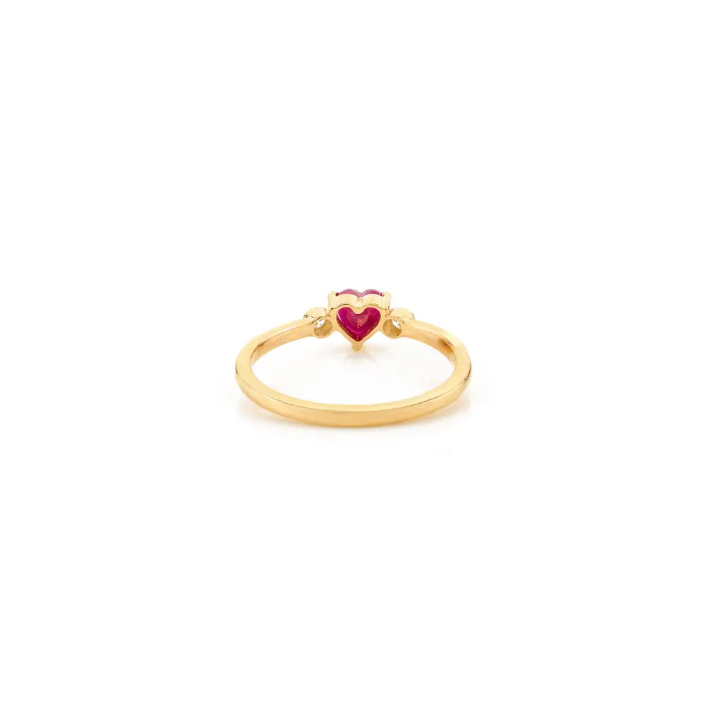 Heart Shape Ruby & Diamond Engagement Ring For Women 14K Yellow Gold Gift For Her Jewelry