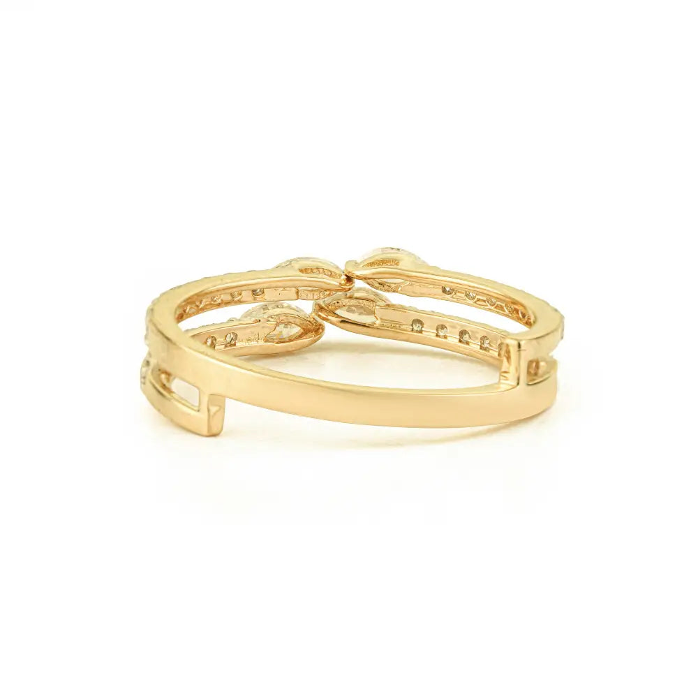 April Birthstone Diamond Stackable Double Band Ring Solid K14 Yellow Gold Fine Jewelry