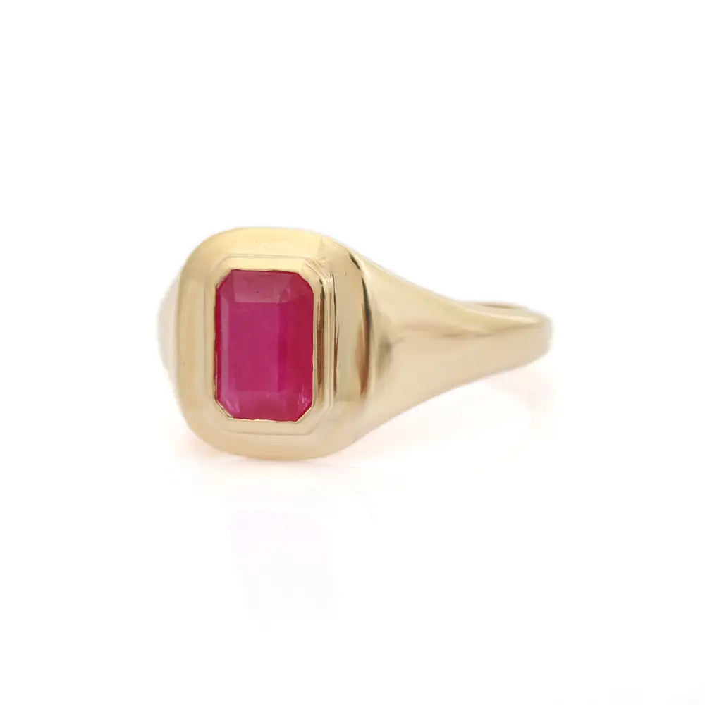 1.52 Ct. Ruby Bezel Set Gemstone Signet Ring Wholesale Bulk Solid 14K Gold Jewelry Supplier