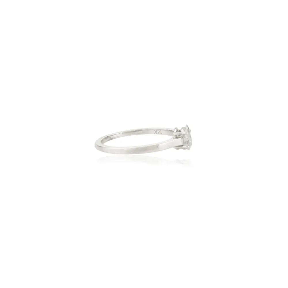 Elegant Classic Solitaire Natural Diamond Ring Solid 14K White Gold Simple Stackable Jewelry