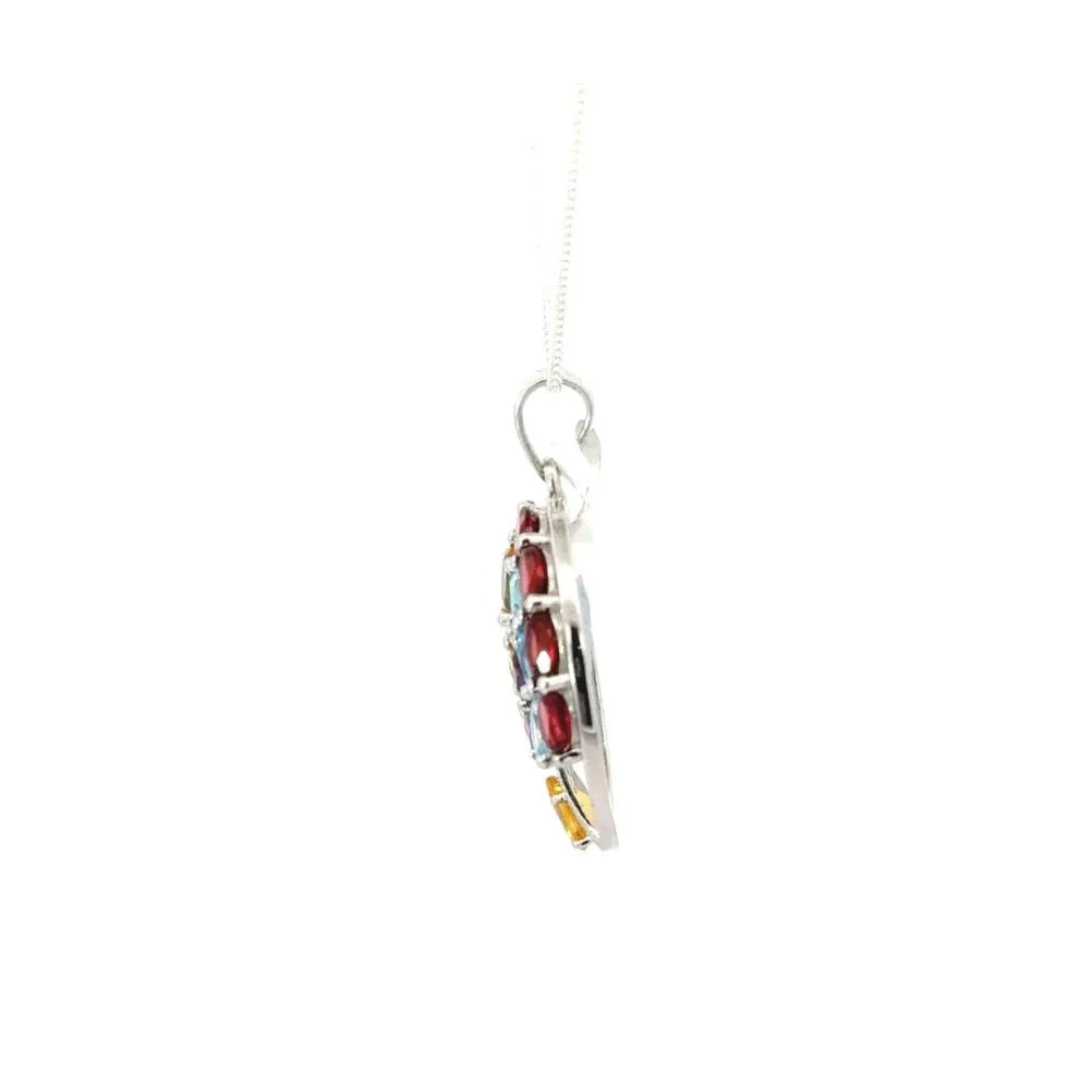 925 Sterling Silver Jewelry Handmade Real Multi Gemstone Statement Pendant