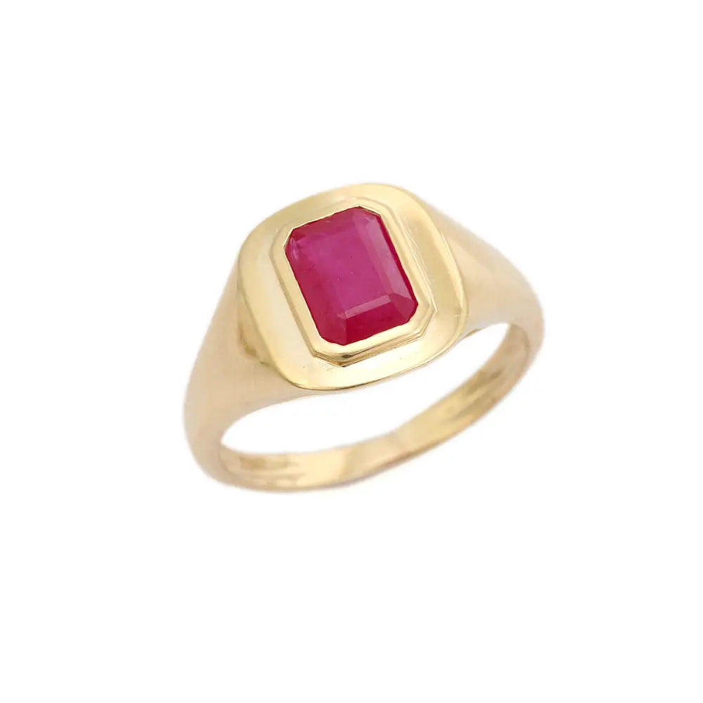1.52 Ct. Ruby Bezel Set Gemstone Signet Ring Wholesale Bulk Solid 14K Gold Jewelry Supplier