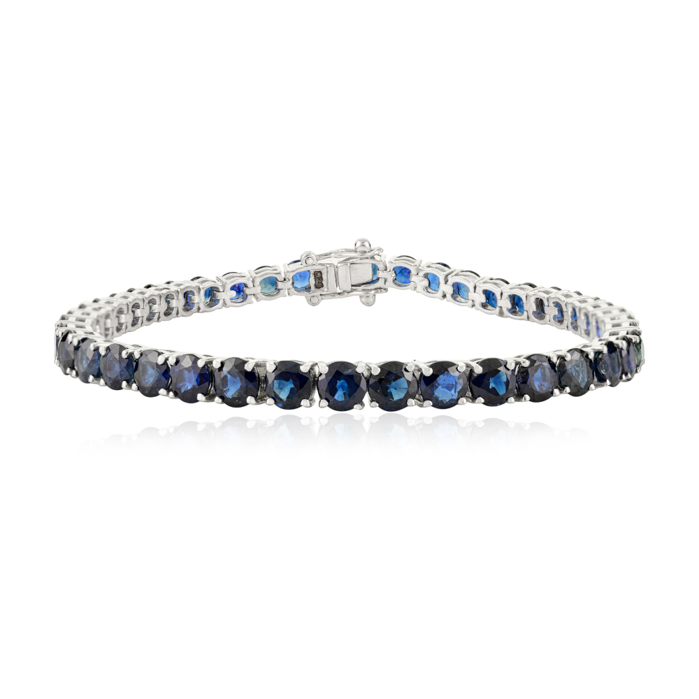 100% Authentic Round Cut Blue Sapphire Statement Bracelet Bulk Order September Birthstone
