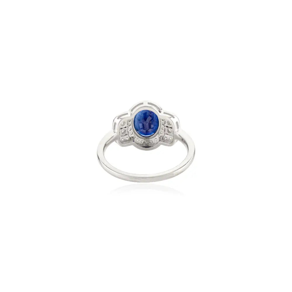 Wedding Wholesale Jewelry 14K Solid Gold Blue Sapphire & Diamond Statement Ring Unisex