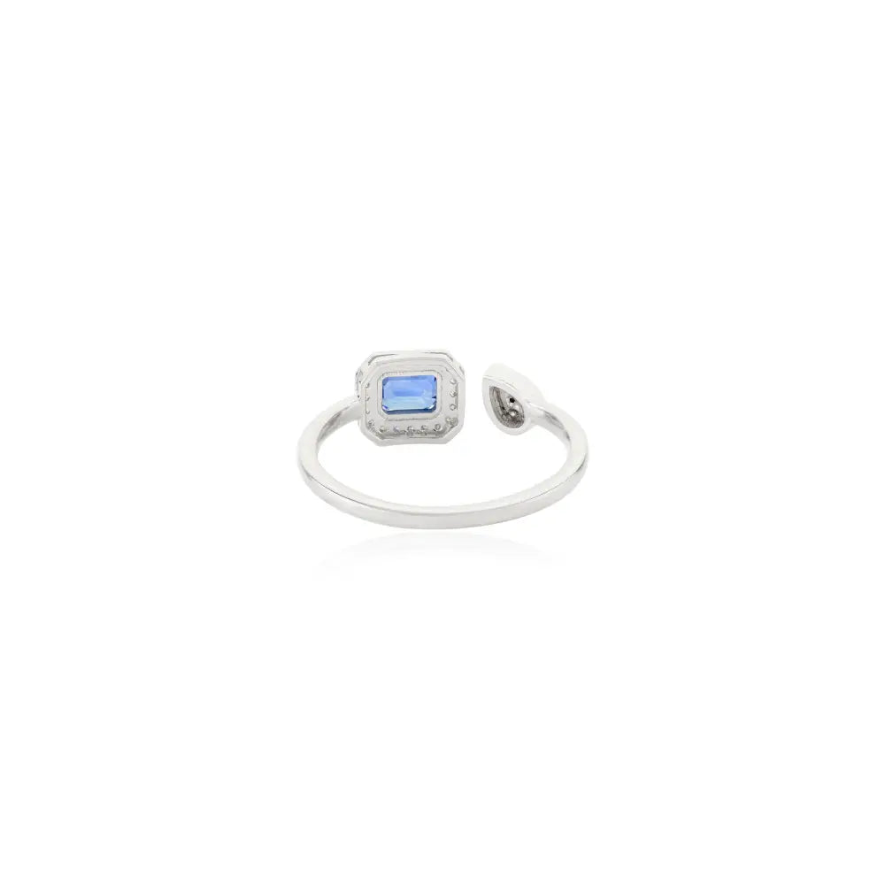 Everyday Jewelry Natural Blue Sapphire & Diamond Open Ring Wholesale Price 14K Gold