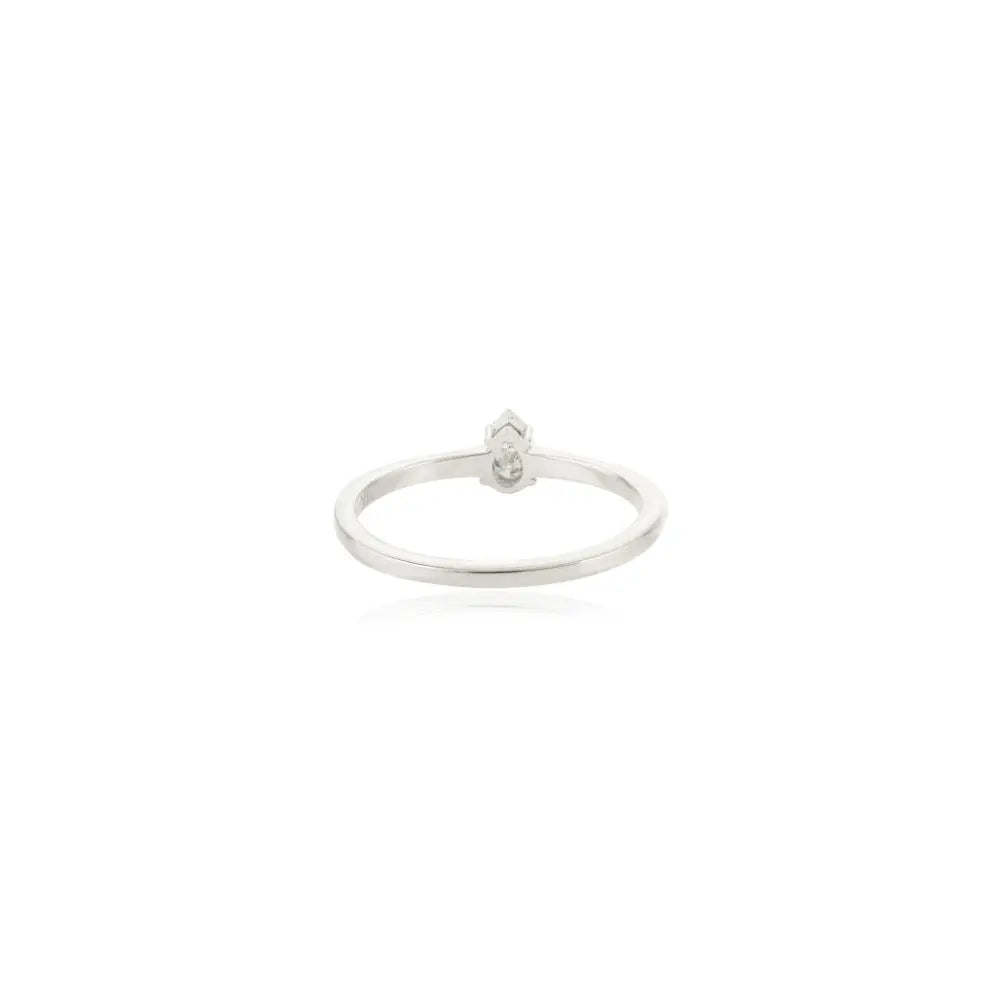 Elegant Classic Solitaire Natural Diamond Ring Solid 14K White Gold Simple Stackable Jewelry