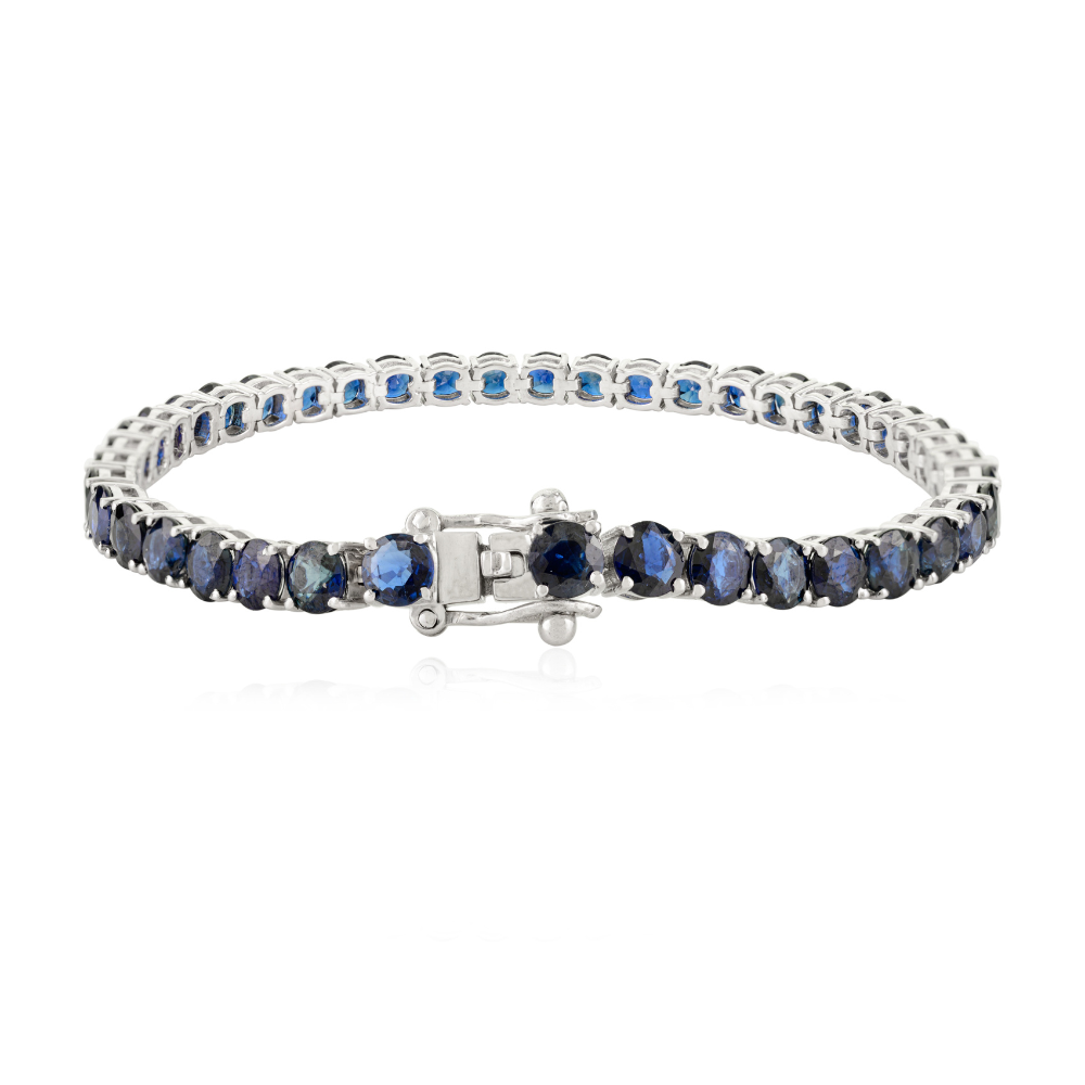 100% Authentic Round Cut Blue Sapphire Statement Bracelet Bulk Order September Birthstone