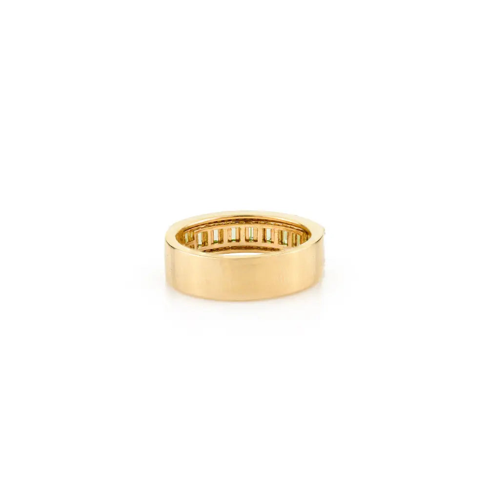 Luxurious Authentic Peridot & Diamond Statement Band Ring Wedding Jewelry Solid 14K Gold