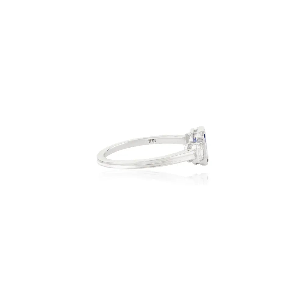 Dainty Blue Sapphire & Diamond Three Stone Ring Minimal Jewelry For Daily Wear