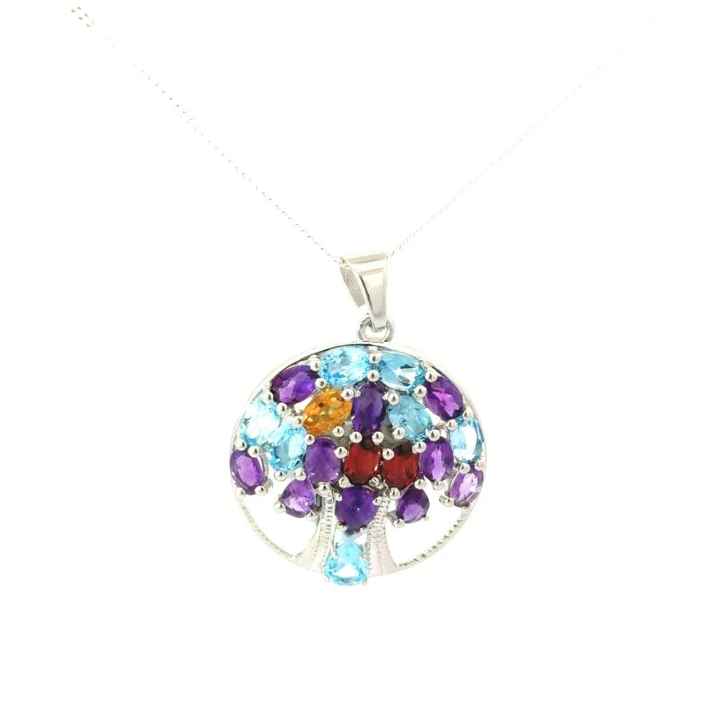 Latest Design Birthstone Jewelry Natural Multi Gemstone Statement Pendant For Women