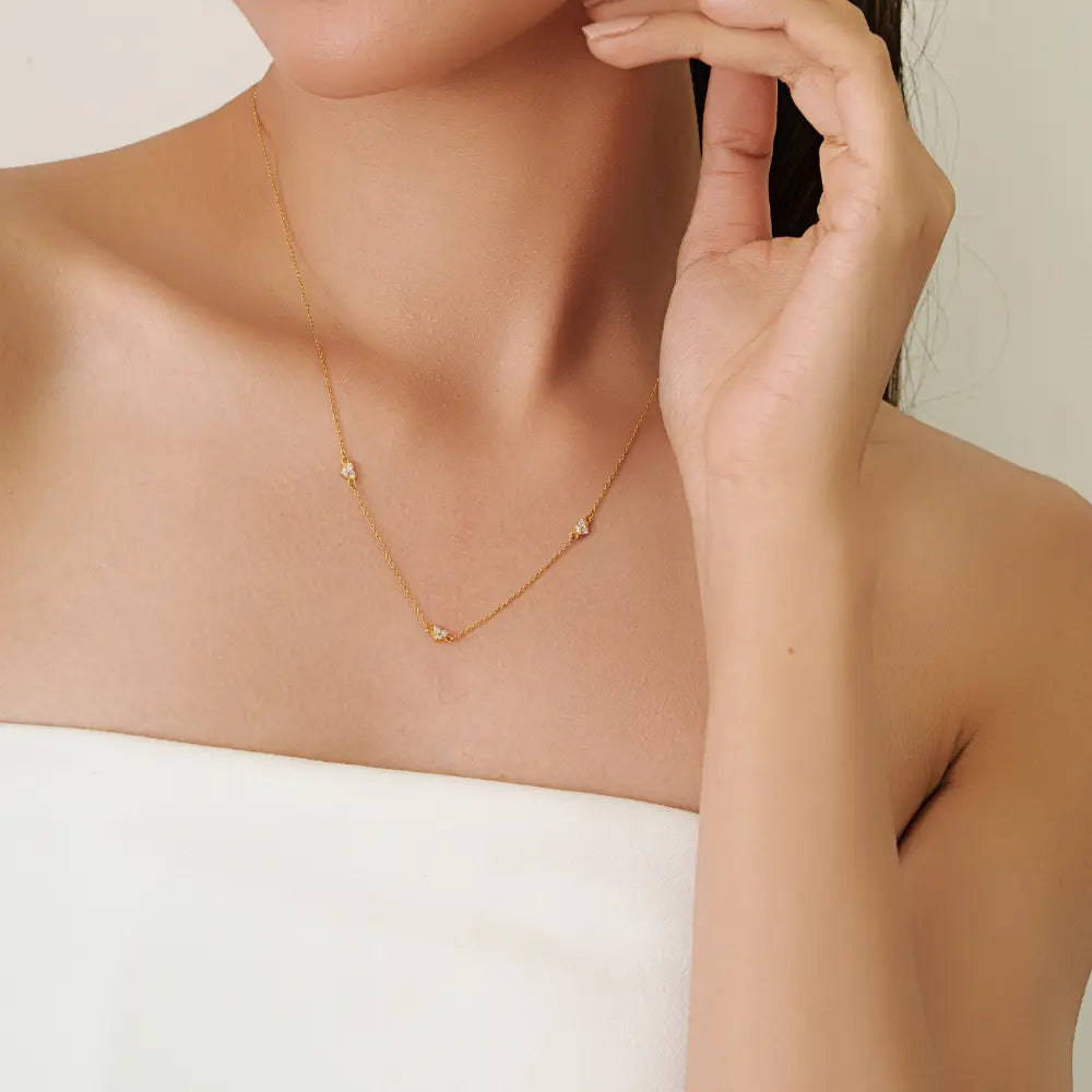 Dainty Fine Real Diamond 14K Yellow Gold Minimalist Heart Shape Necklace Delicate Jewelry