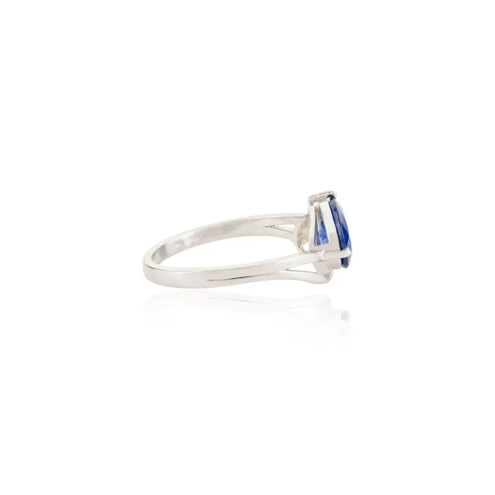 Blue Sapphire & Diamond Toi et Moi Two Stone Split Shank Ring Unique Design Jewelry