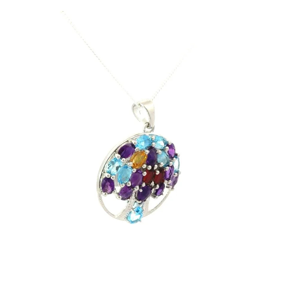 Latest Design Birthstone Jewelry Natural Multi Gemstone Statement Pendant For Women
