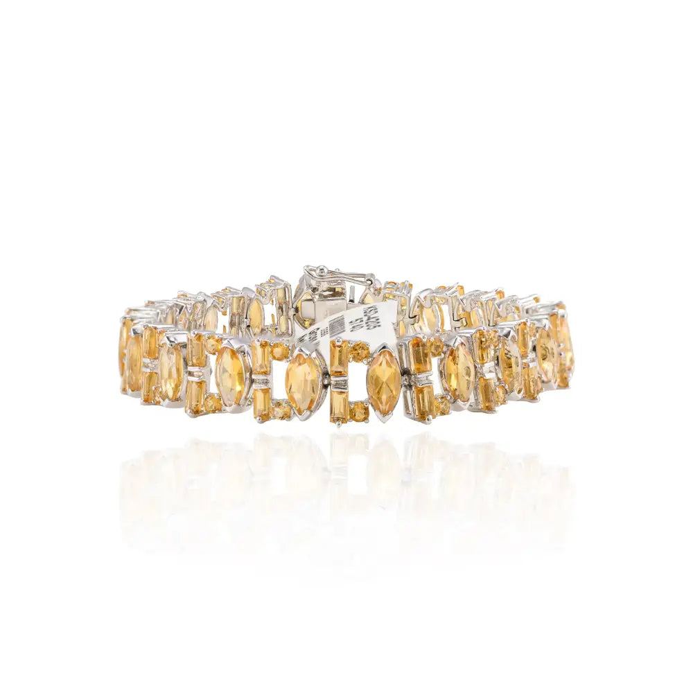 New Trendy Product Classic Citrine Statement Bracelet For Women Set In Prong Setting