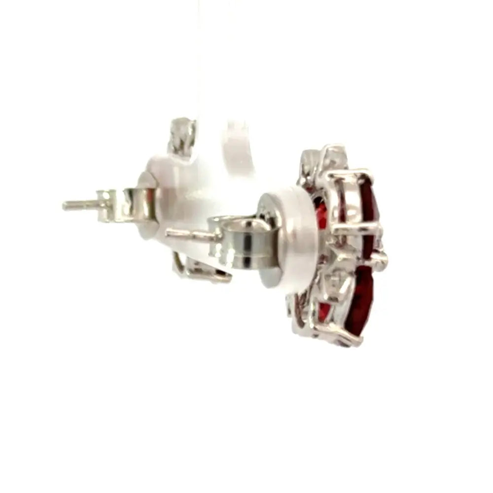 January Birthstone Garnet & American Diamond Stud Earrings Women Jewelry Best Selling Products