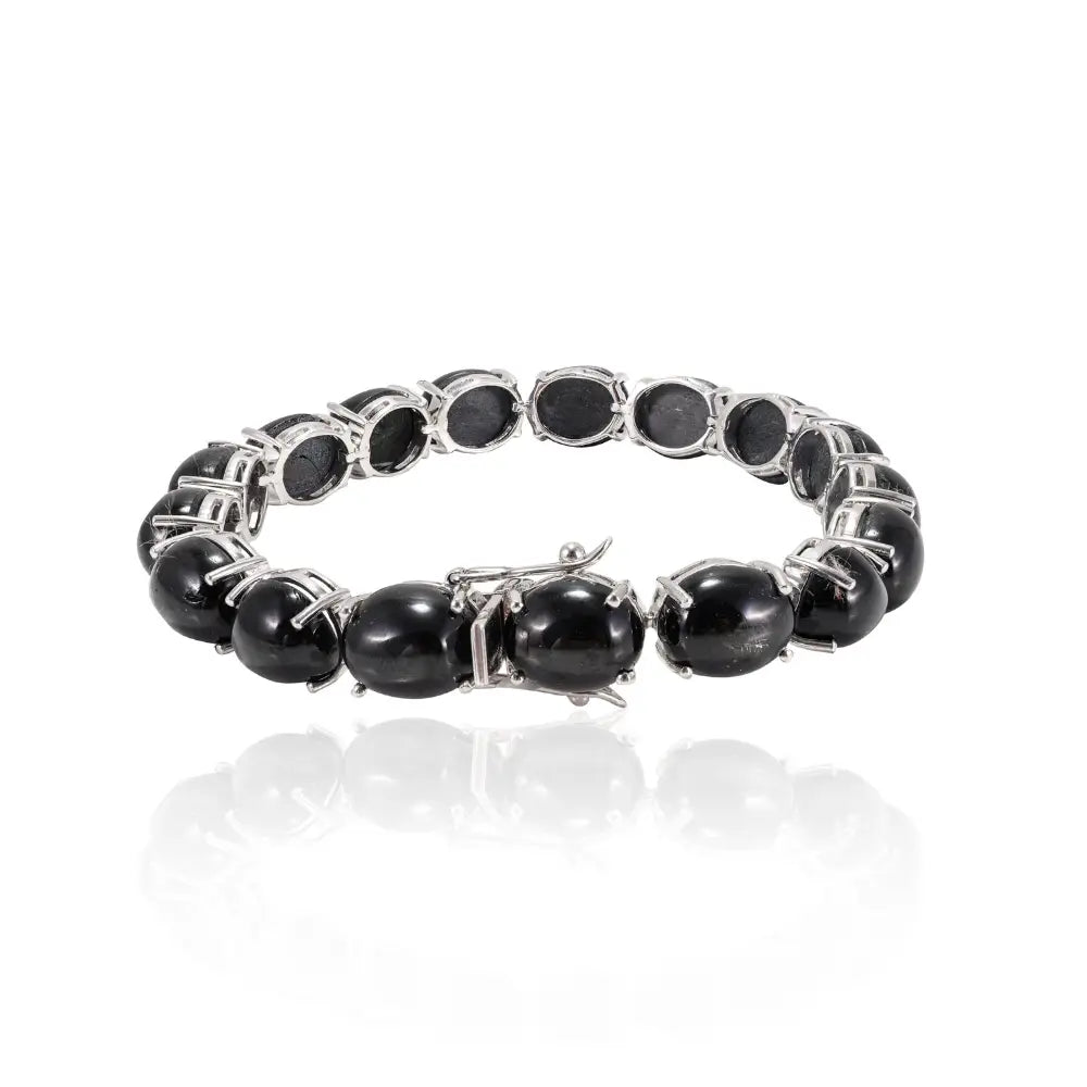 Explore 100% Natural Oval Cut Black Star Tennis Bracelet For Unisex New Trendy Products
