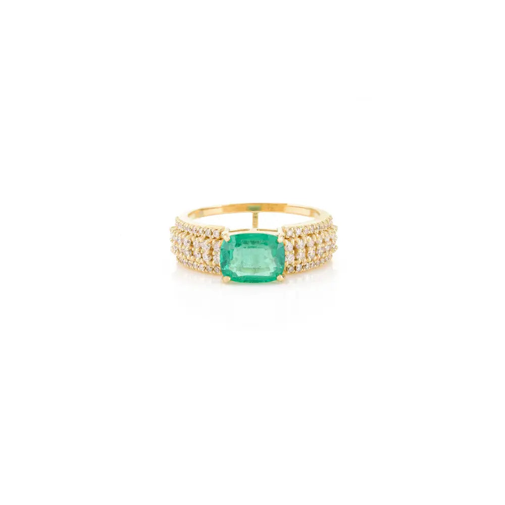 Exclusive Handmade Genuine Emerald & Diamond Engagement Ring For Women Fine Jewelry
